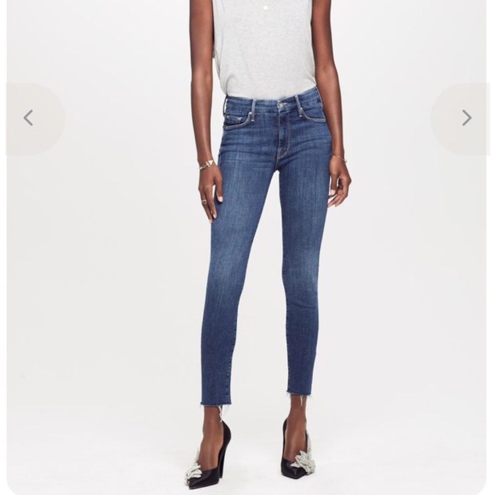 Mother The Looker Ankle Fray Jean Girl Crush Mid Wash Designer Sz 27